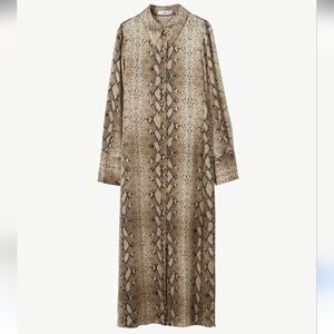 Mango Snake Print Long Sleeve Dress